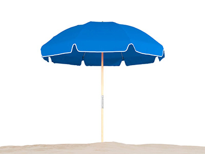 Pacific blue Frankford umbrella featured in the Beach collection